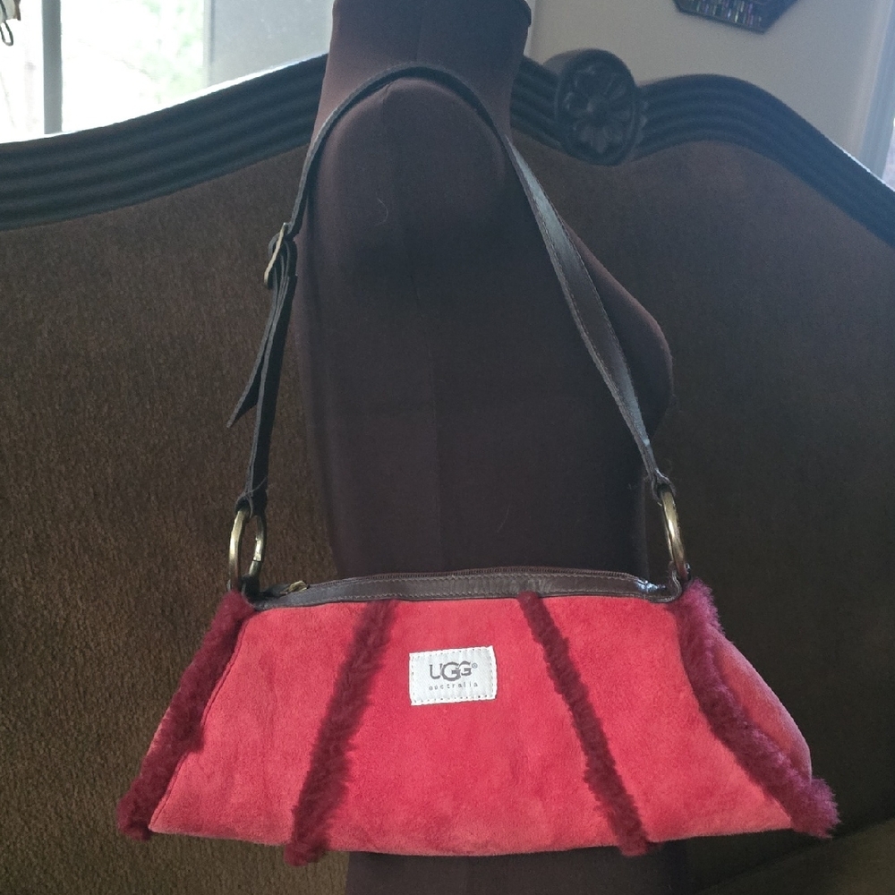 Y2K UGG Red/Wine Shearling Barrel Bag